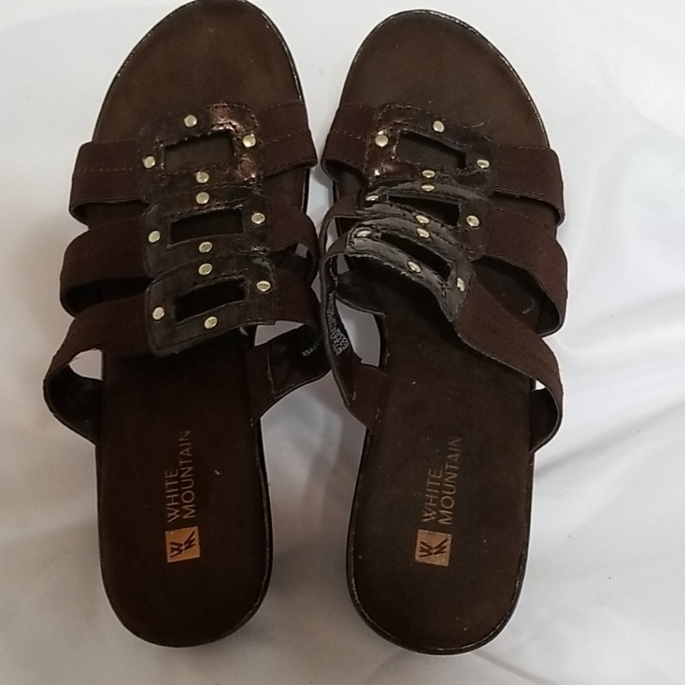 White Mountain wedge sandals Black‎ size 8 GUC